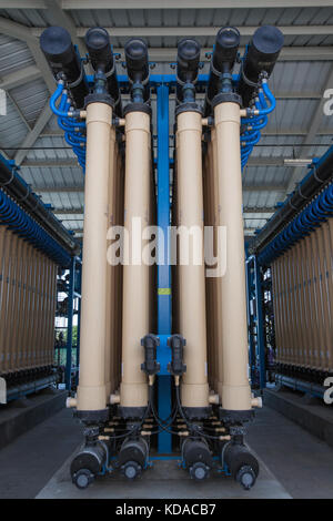 Microfiltration process removes bacteria, fine particles and sediments from treated water at Leo J. Vander Lans Advanced Water Treatment Facility. CA Stock Photo