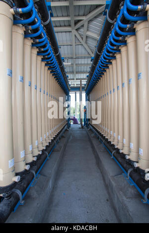 Microfiltration process removes bacteria, fine particles and sediments from treated water at Leo J. Vander Lans Advanced Water Treatment Facility. CA Stock Photo