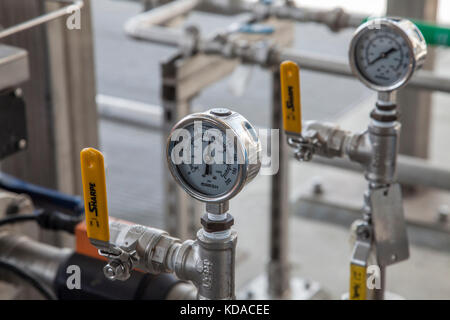 Microfiltration process removes bacteria, fine particles and sediments from treated water at Leo J. Vander Lans Advanced Water Treatment Facility. CA Stock Photo