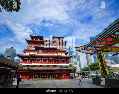 Singapore - Jun 12, 2017. Tooth Relic Temple and Museum with Tang dynasty architectural style and built to house the tooth relic of the historical Bud Stock Photo