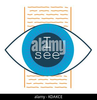 concept of seeing the truth, in the form of an eye with the inscription I see. icon in the linear style Stock Vector