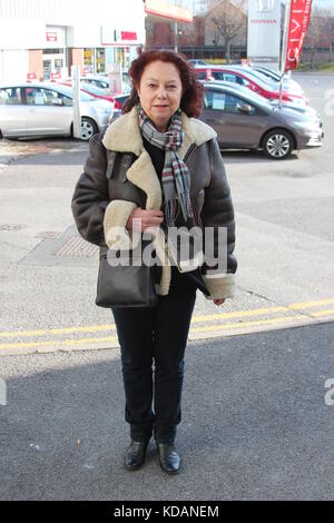 Sarah Thomas arriving at Venue Cymru Llandudno Wales Stock Photo