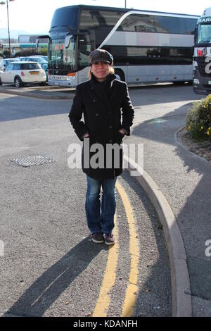 Becky Hindley arriving at the Venue Cymru Llandudno Wales Stock Photo