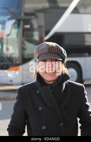 Becky Hindley arriving at the Venue Cymru Llandudno Wales Stock Photo