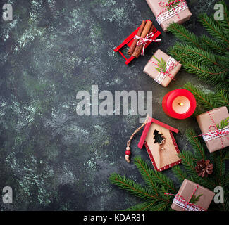 Festive Christmas background. Top view Stock Photo