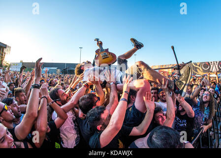 MADRID - JUN 23: Every Time I Die (metalcore music band) perform in concert at Download (heavy metal music festival) on June 23, 2017 in Madrid, Spain Stock Photo