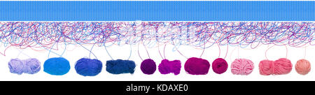 Wool yarns of different colors. Isolated. Stock Photo