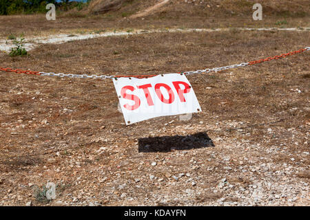 Stop sign restricting entry. Horizontal shot Stock Photo