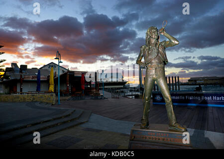 Statue of Bon Scott lead singer of band ACDC, Fishing Boat Harbour, Fremantle Stock Photo