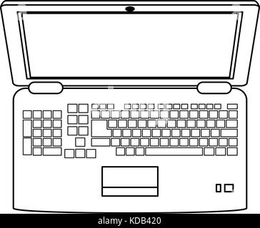 laptop computer with blank screen topview  icon image  Stock Vector