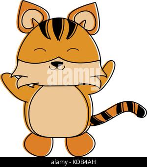 tiger with open arms cute animal icon image  Stock Vector