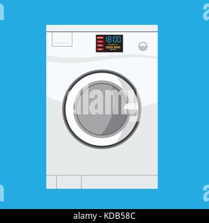 Washing machine in detail with solid and flat color design. Stock Vector