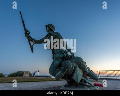 War memorial on Omaha beach in Normandy France at sunrise Stock Photo