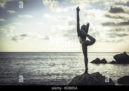 “Budva Dancer” Statue in Budva (Montenegro). Bronze statue of dancing woman . The year of foundation is not defined Stock Photo