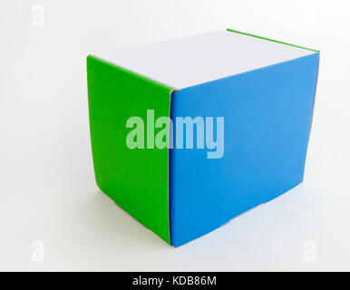 Simple square blue, green and white box. Stock Photo