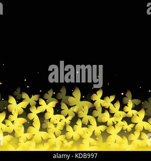Banner with neon butterflies on black background Stock Vector