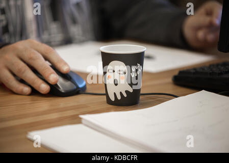 Businessman working at the computer Stock Photo