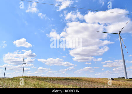 Wind farm in Alibunar, Serbia Stock Photo