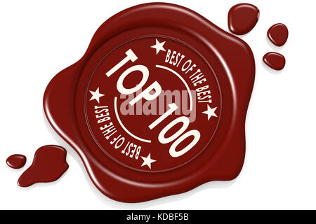 Label seal of top 100 isolated on white background, 3D rendering Stock Photo