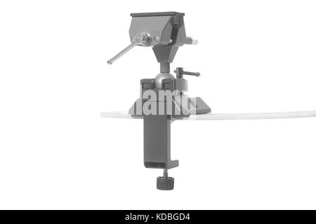 Metal table vise clamp isolated on white background Stock Photo