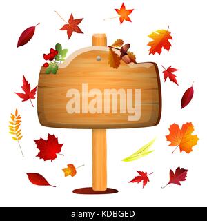Autumn board with colored leaves. Vector background . Stock Vector