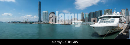 Victoria Harbour, Hong Kong  - October 11, 2017 : Star Pisces parking at Ocean Terminal building at afternoon Stock Photo