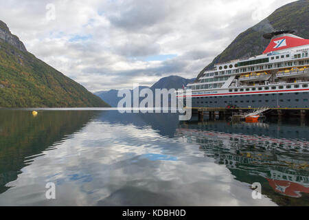 The  passenger cruise liner MS Balmoral visiting Geiranger on the Geirangerfjord in Norway Stock Photo