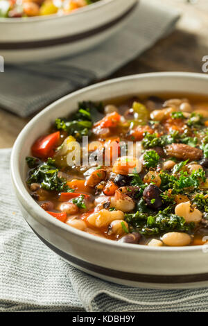 Hot Organic Homemade 10 Bean Soup in a Bowl Stock Photo