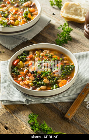 Hot Organic Homemade 10 Bean Soup in a Bowl Stock Photo