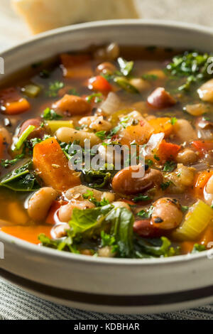 Hot Organic Homemade 10 Bean Soup in a Bowl Stock Photo