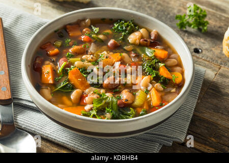 Hot Organic Homemade 10 Bean Soup in a Bowl Stock Photo