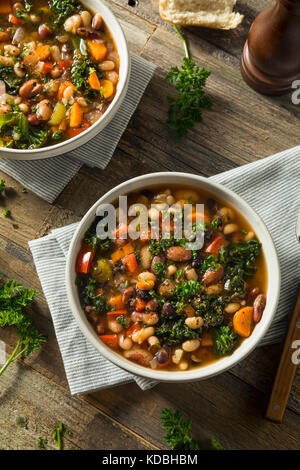 Hot Organic Homemade 10 Bean Soup in a Bowl Stock Photo