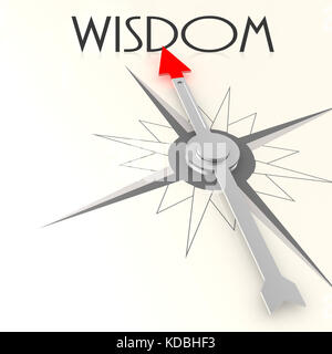 Compass with wisdom word image with hi-res rendered artwork that could be used for any graphic design. Stock Photo