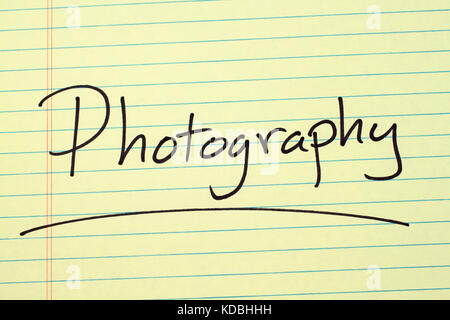 The word 'Photography' underlined on a yellow legal pad