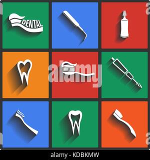 Set of Dental theme icons Vector illustration image Stock Vector