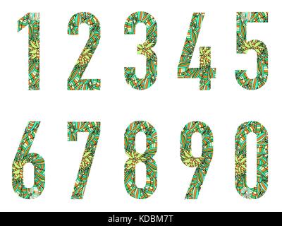 Set of figures from 0 to 10 with abstract pattern Stock Vector