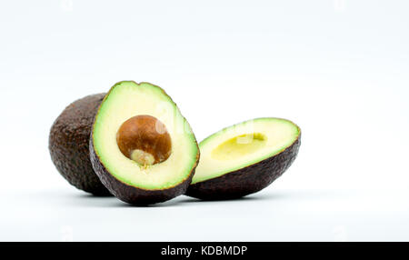 Avocados isolated on white background with clipping path. Source of omega 3 from natural food Stock Photo
