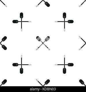 Two wooden crossed oars pattern seamless black Stock Vector