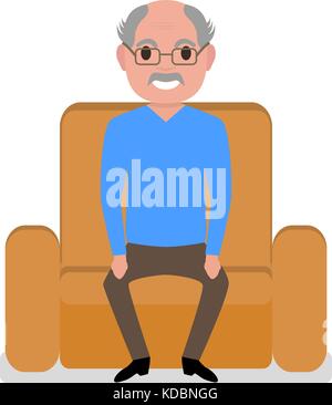 elderly man sitting in armchair and reading news in newspaper cartoon ...
