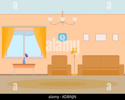Vector illustration cartoon background living room Stock Vector