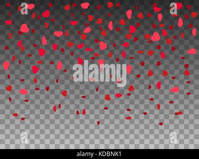 Vector illustration falling red paper hearts Stock Vector