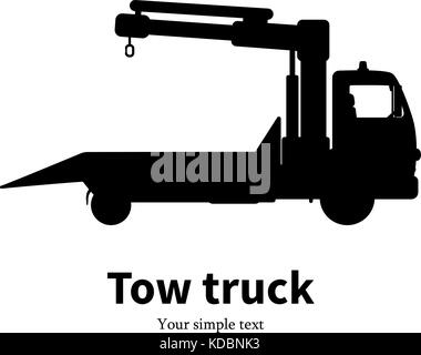 Vector illustration black silhouette of tow truck Stock Vector