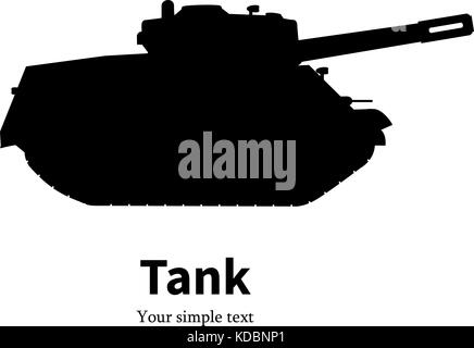 Vector illustration of black silhouette of a tank Stock Vector