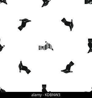 Hand holding black pen pattern seamless black Stock Vector