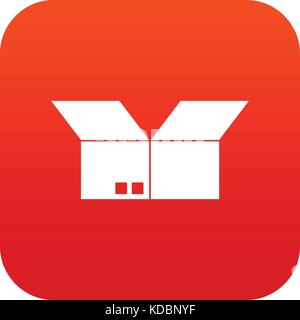Opened cardboard box icon digital red Stock Vector