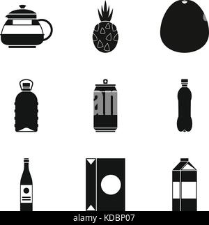 Can of beverage icons set, simple style Stock Vector