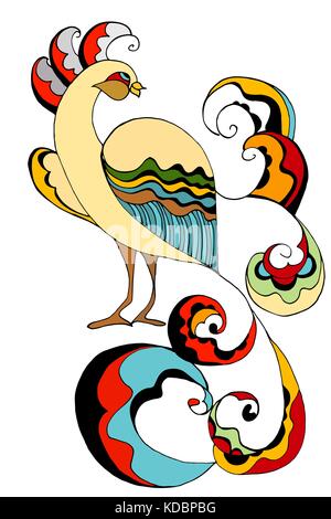 Peacock bird. Vector illustration. Isolated on white Stock Vector