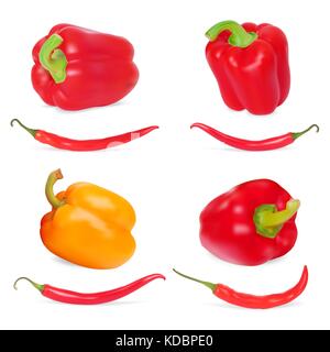 Photo-realistic vector illustration. Set of Sweet Peppers Stock Vector