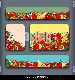 Fruit pattern cards set. vector illustration image Stock Vector