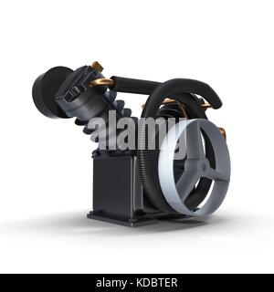 Twin Cylinder Air Compressor Pump on white Stock Photo